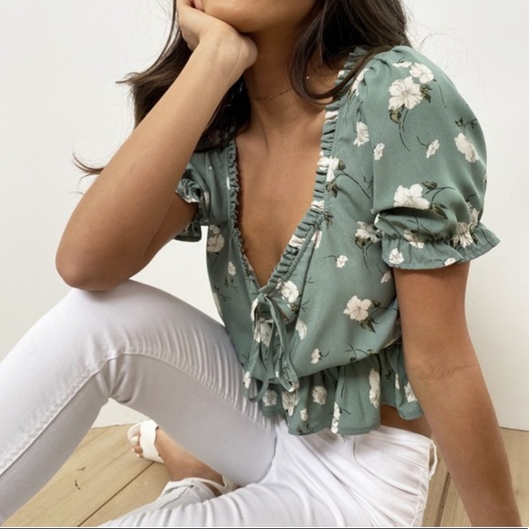 Tops - URBAN PLANET Ruffle Trim Square Neck Blouse